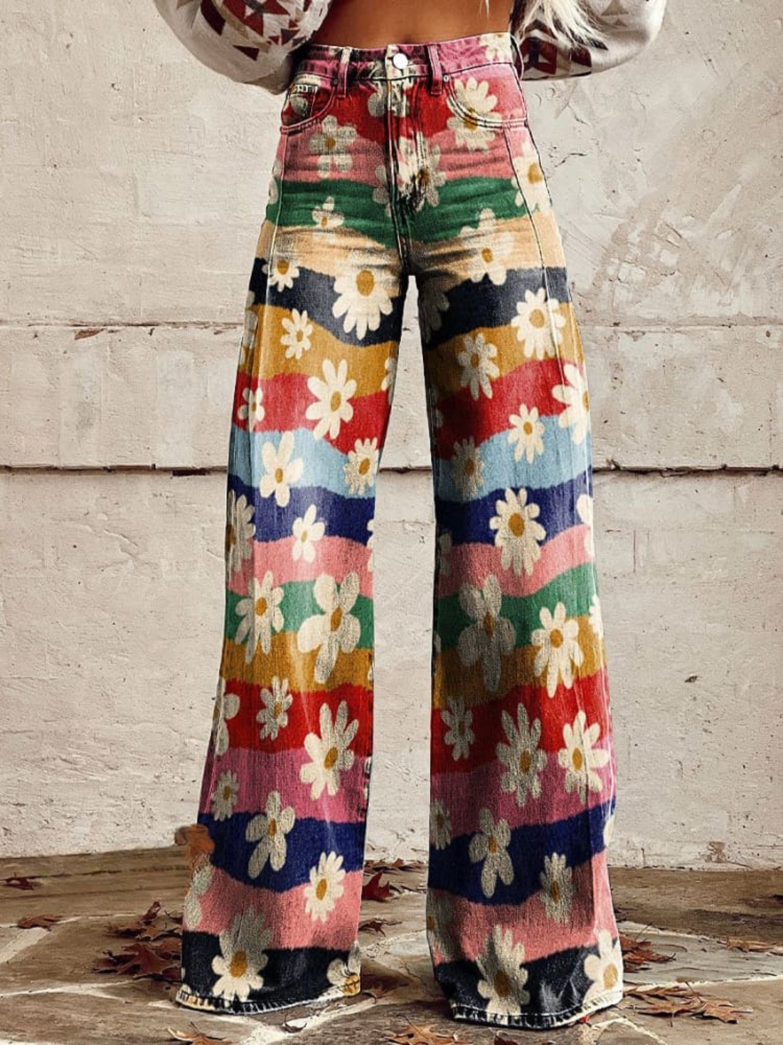 Léon - Pantaloni eleganti con stampa floreale