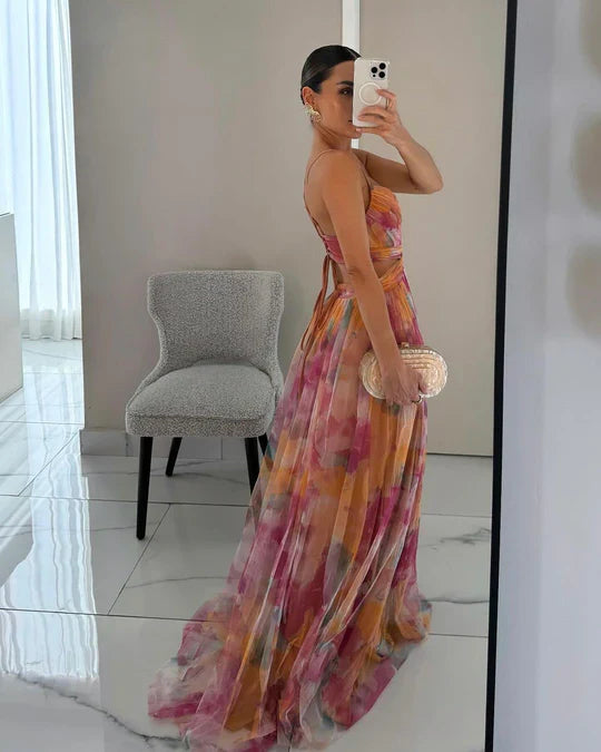 Slim | Abito lungo con elegante stampa floreale