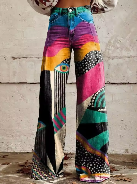 Talia - Pantaloni a zampa in stile boho chic