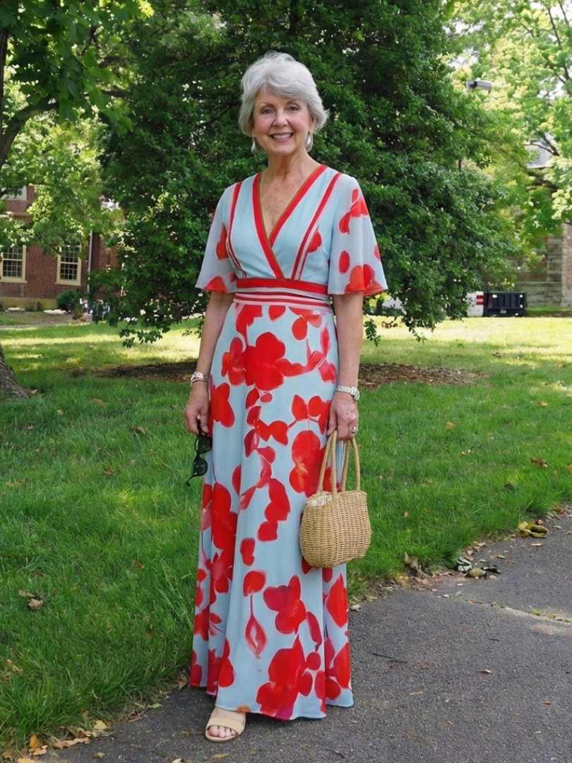 Corina | Vestido floral con escote en V y manga corta