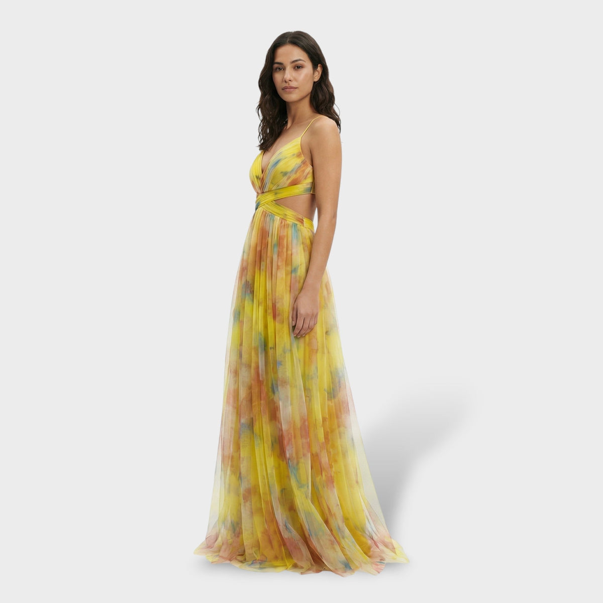 ISABEL – Abito lungo da festa floreale con spalline
