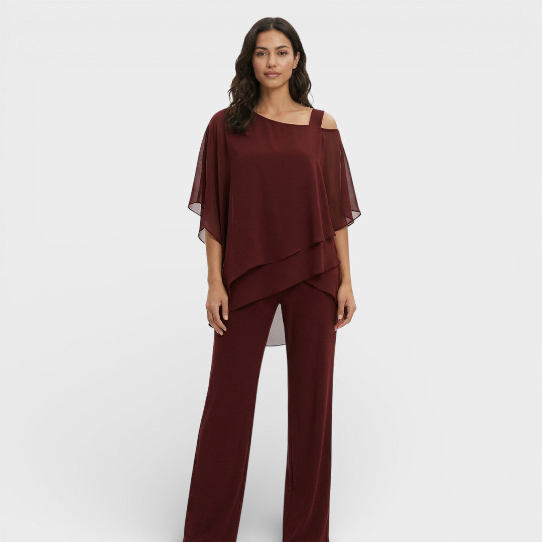 AMANDA – Elegante completo di blusa e pantaloni per invitata