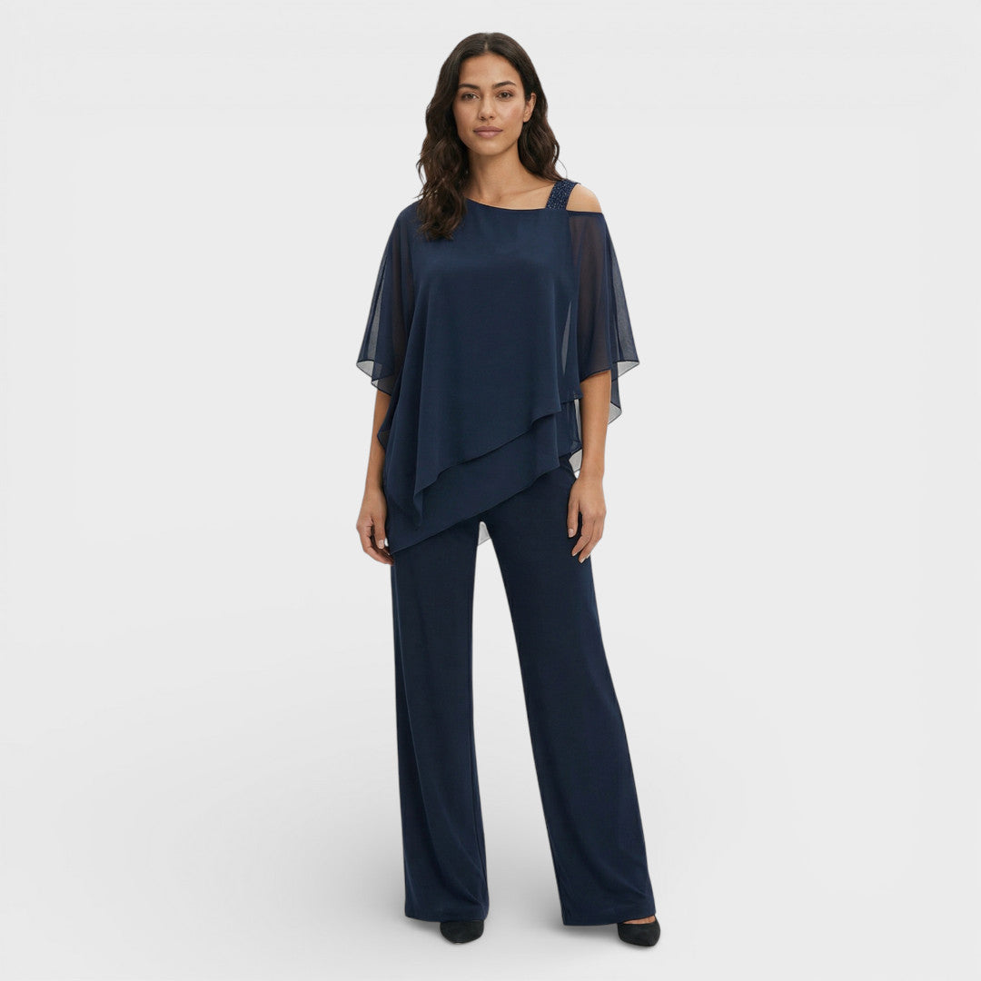 AMANDA – Elegante completo di blusa e pantaloni per invitata