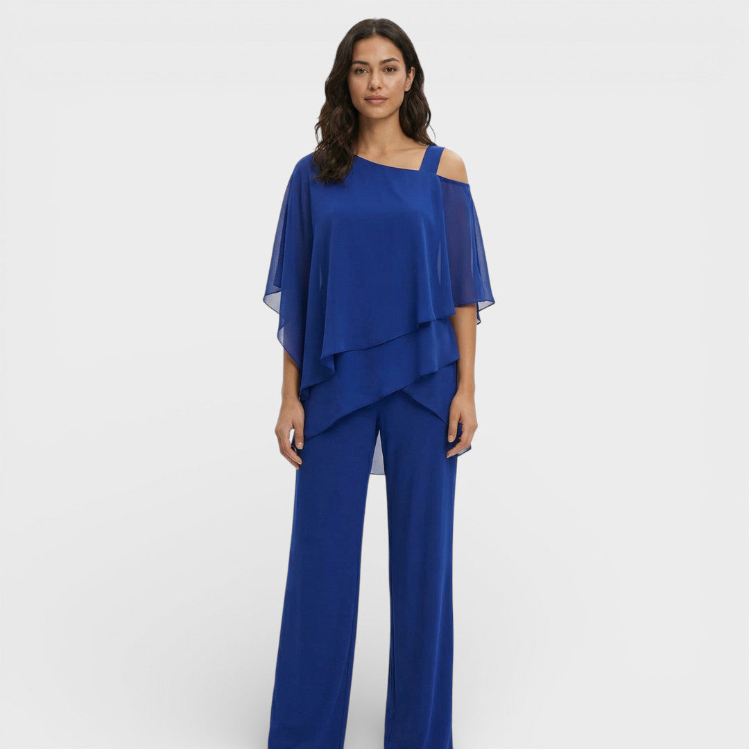AMANDA – Elegante completo di blusa e pantaloni per invitata
