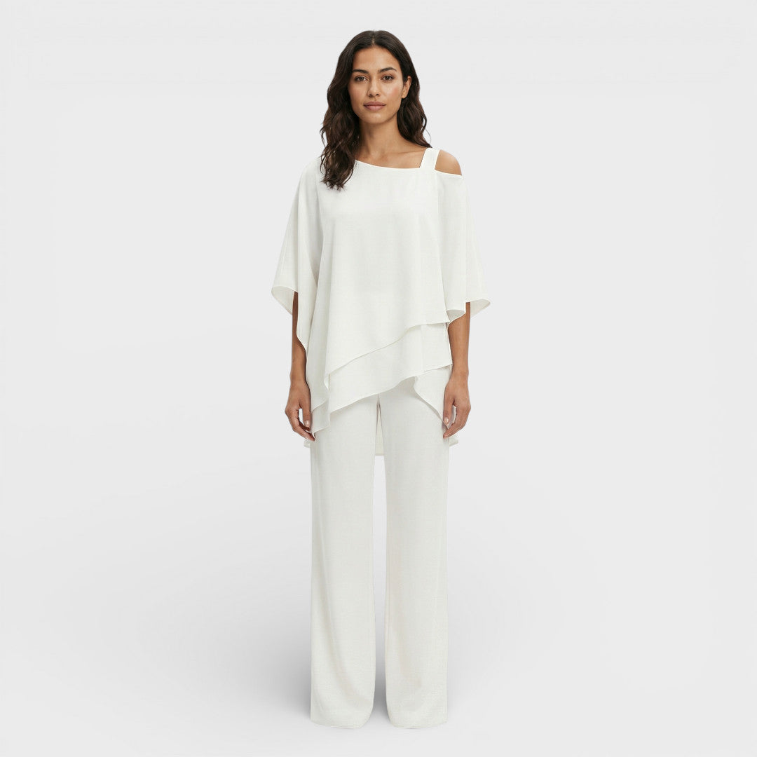 AMANDA – Elegante completo di blusa e pantaloni per invitata