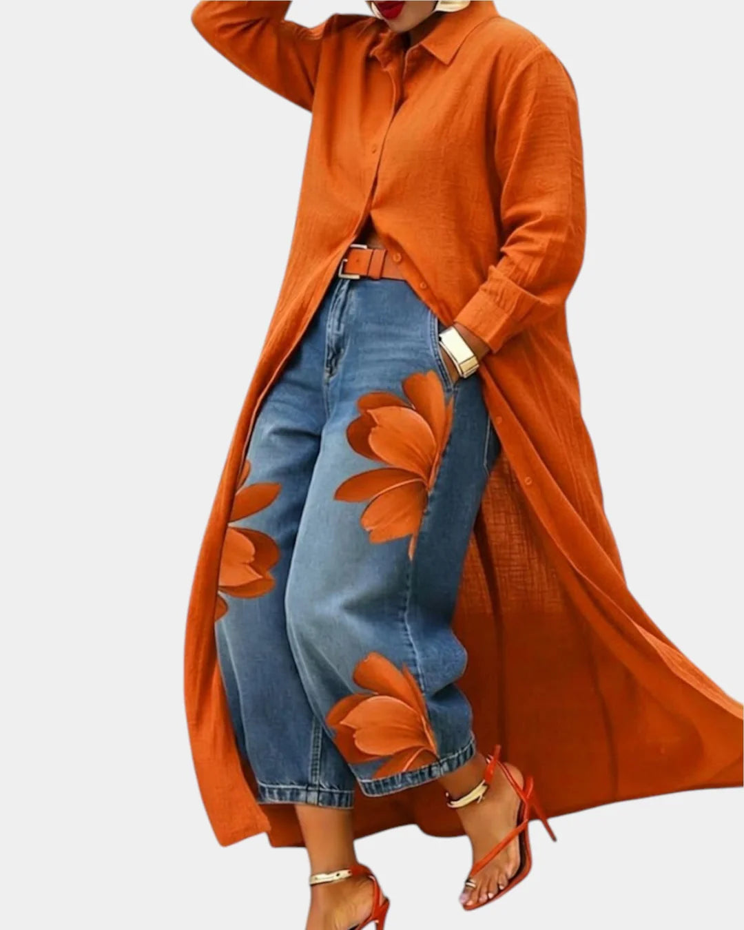 Mariana | Pantalones Vaqueros Bordados con Flores Elegantes