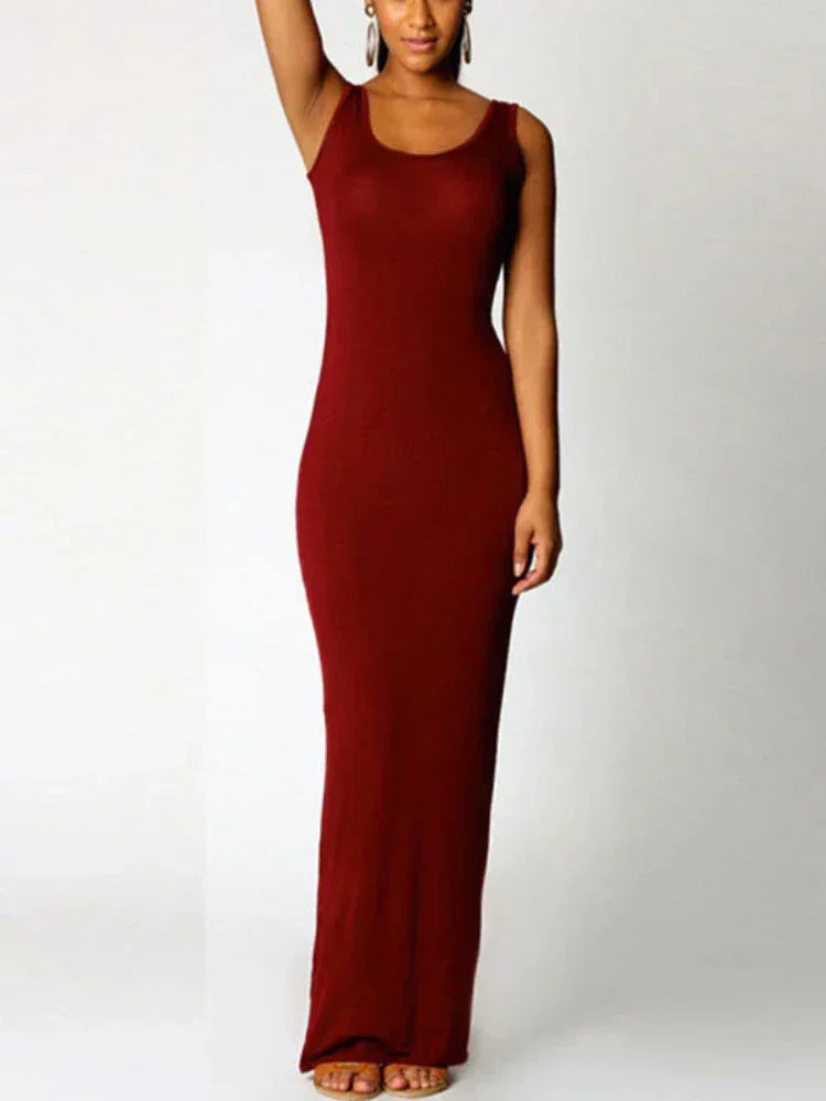 Vestido largo mujer con tirantes anchos