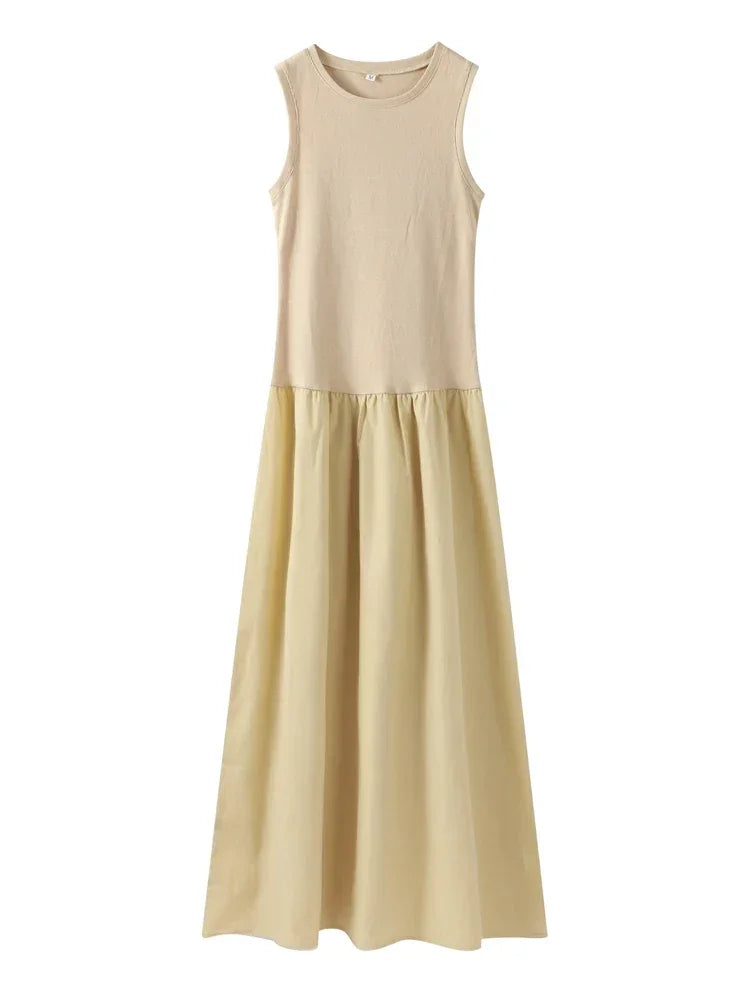 Vestido largo para mujer sin mangas con falda evasé