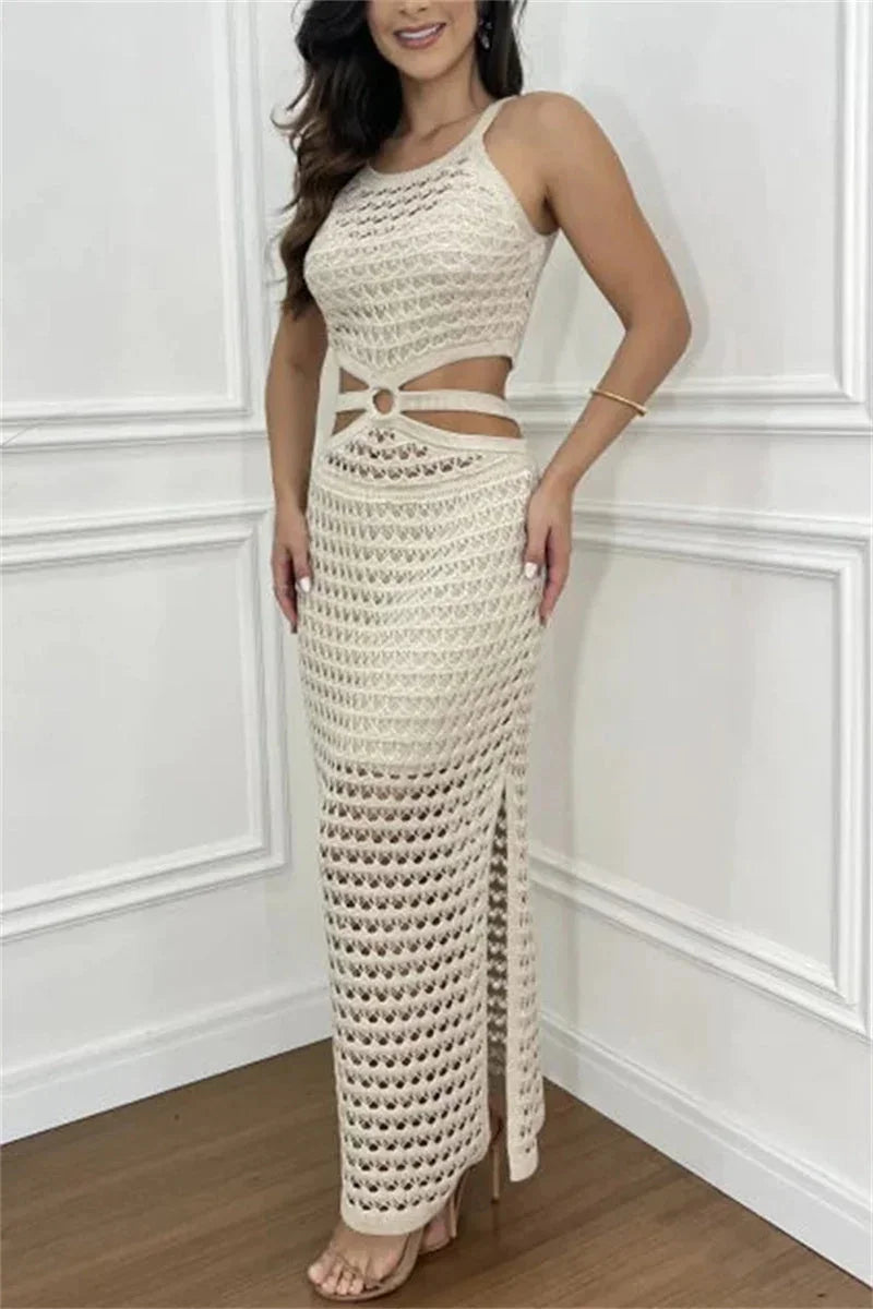 Vestido largo de verano con aberturas y abertura lateral