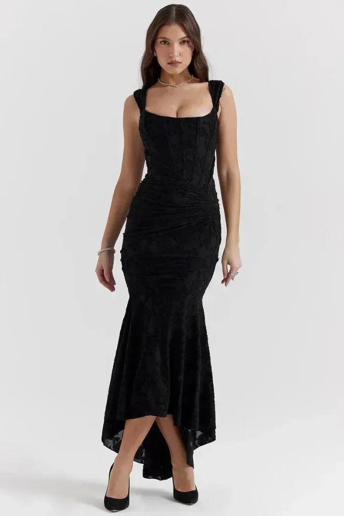 Vestido midi mujer sin mangas con encaje
