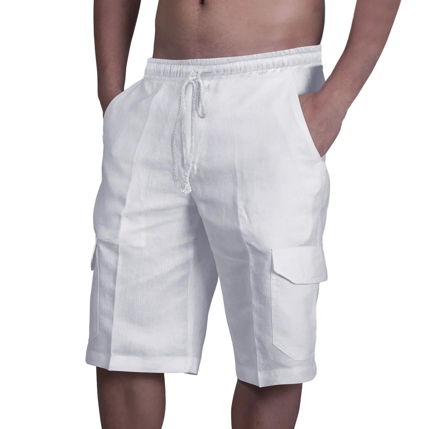 Pantalones cortos cargo de algodón y lino