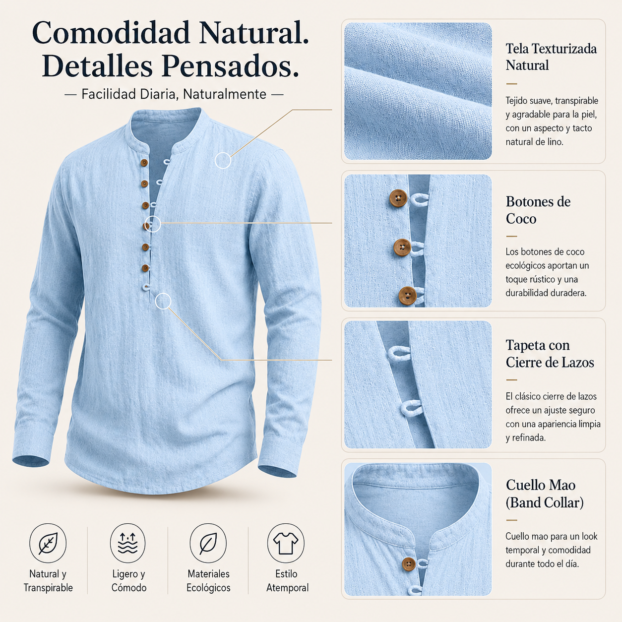 Hombre Camisa de lino de verano
