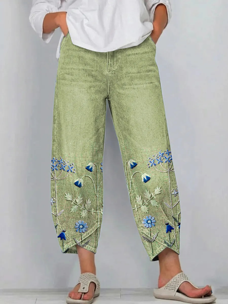 Vaqueros estampados de corte relajado