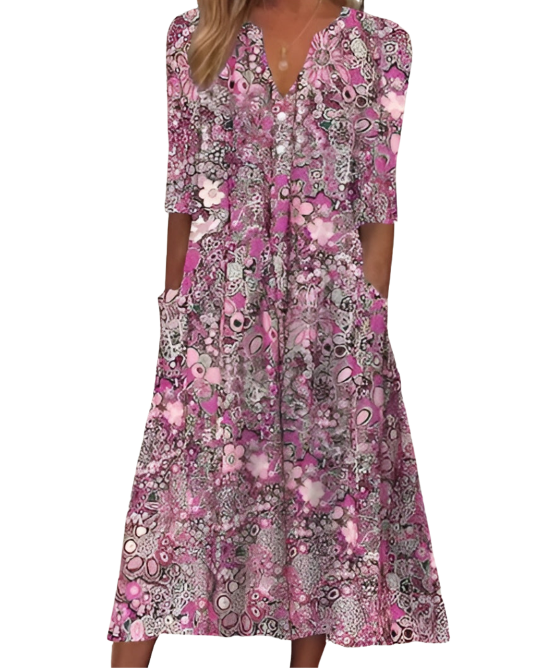 Andrea | Elegante Blumen-Hemdkleid