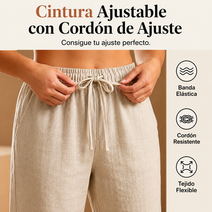 Pantalones cortos de algodón y lino para mujer