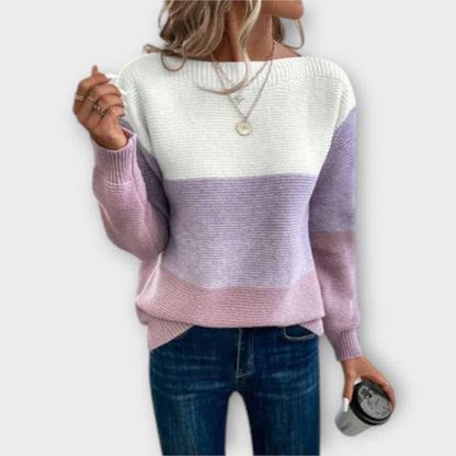 Clara | Elegante dreifarbiger Patchwork-Suéter