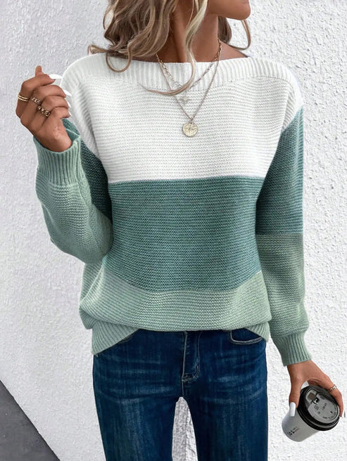 Clara | Elegante dreifarbiger Patchwork-Suéter