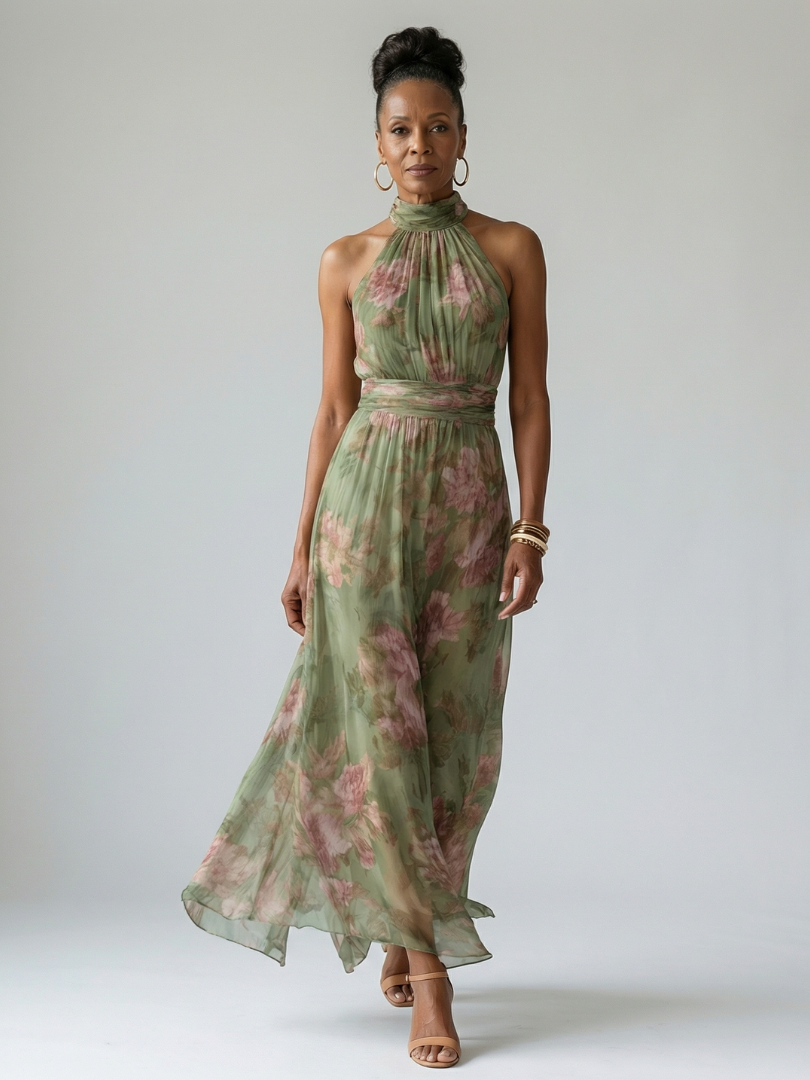 Noemí | Vestido maxi con cuello halter
