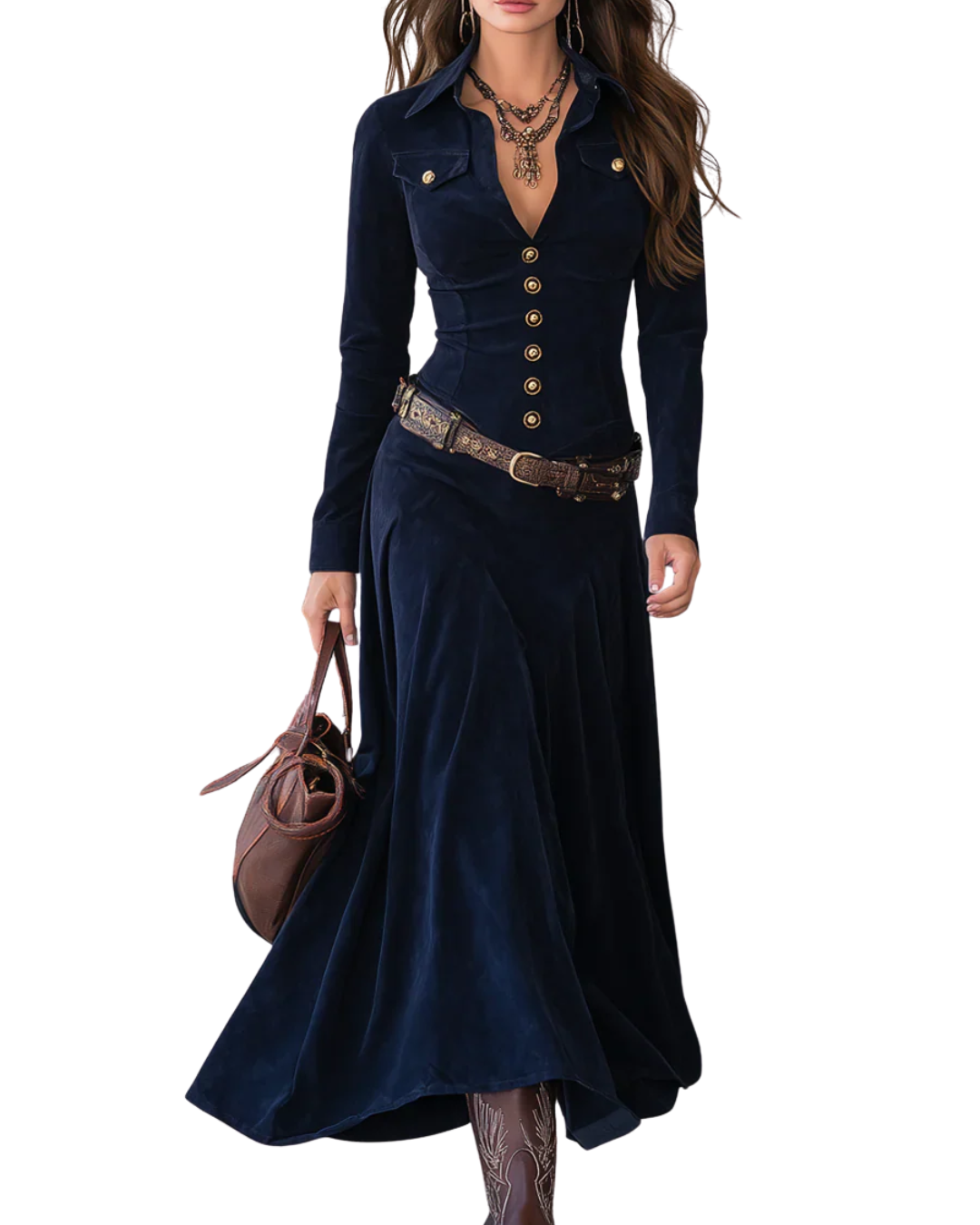 VERA™ |  Vestido maxi elegante de ante sintético