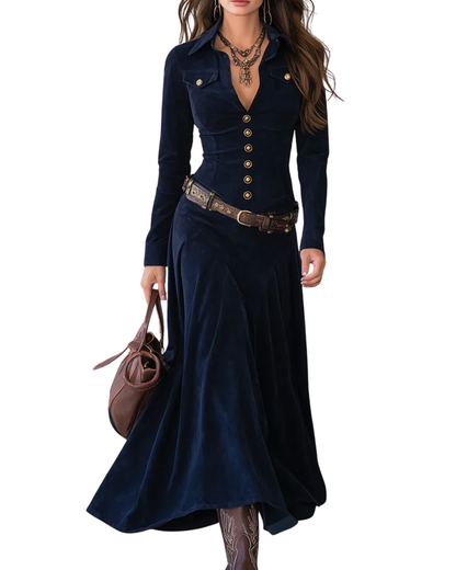 VERA™ |  Vestido maxi elegante de ante sintético