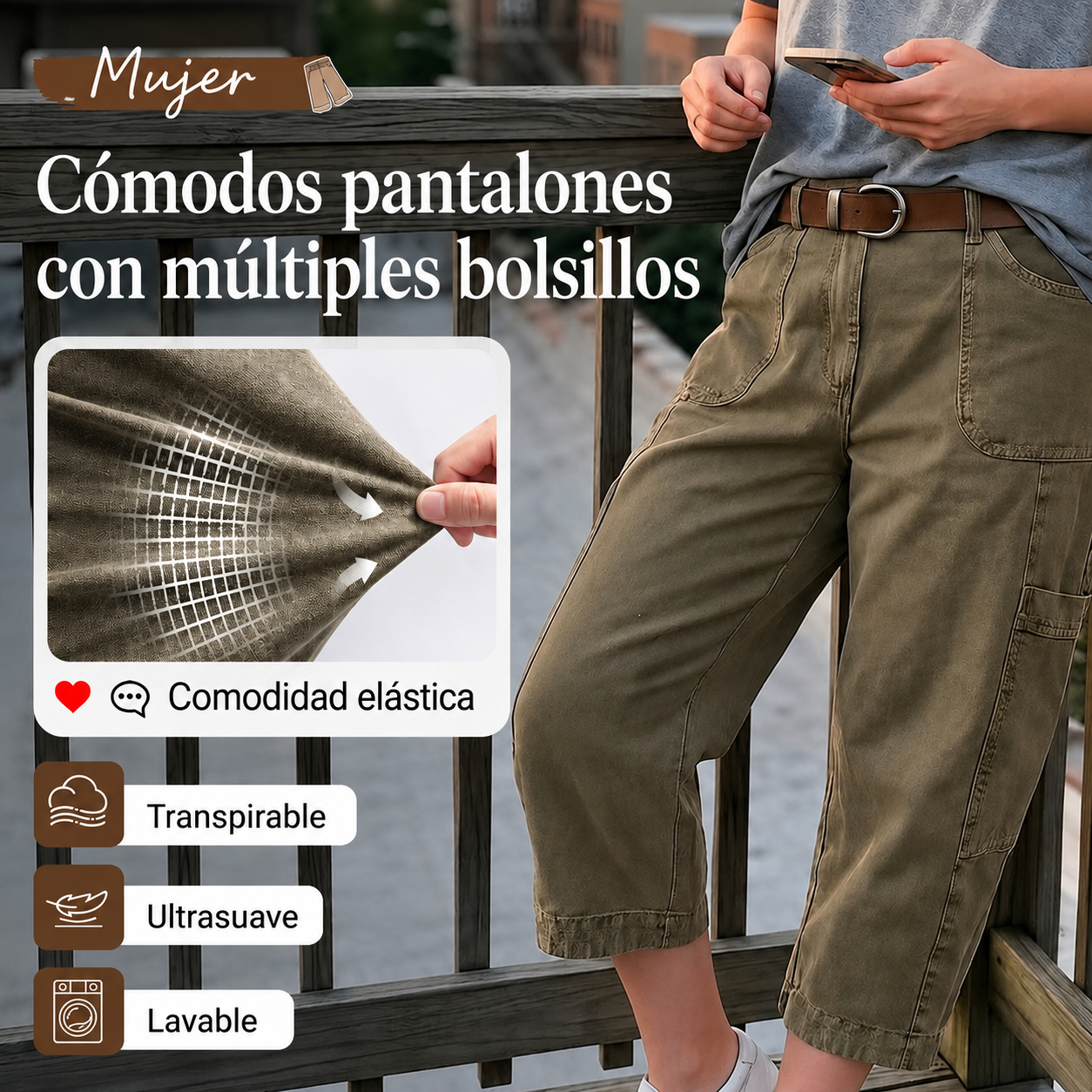 Cómodos pantalones con múltiples bolsillos