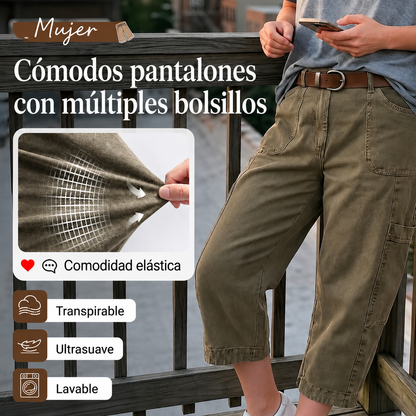 Cómodos pantalones con múltiples bolsillos
