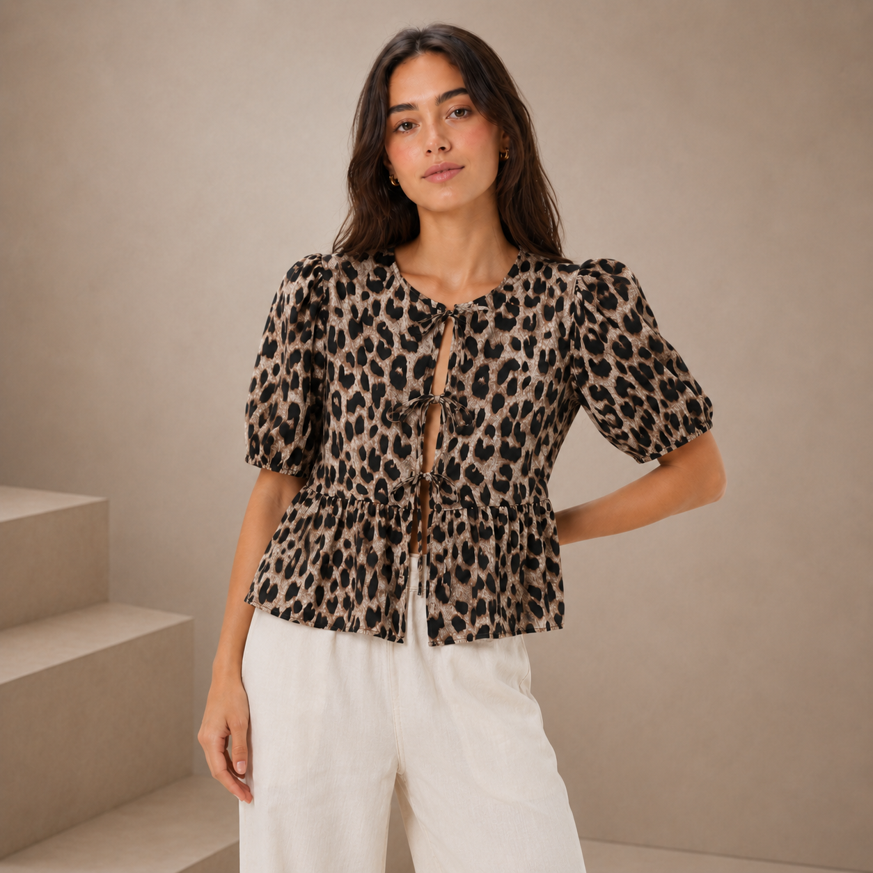 MEGGY™ | Blusa peplum elegante con lazo frontal