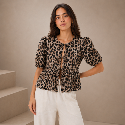 MEGGY™ | Blusa peplum elegante con lazo frontal