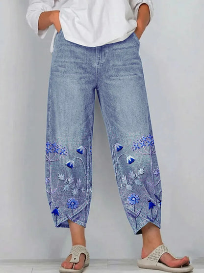 Vaqueros estampados de corte relajado