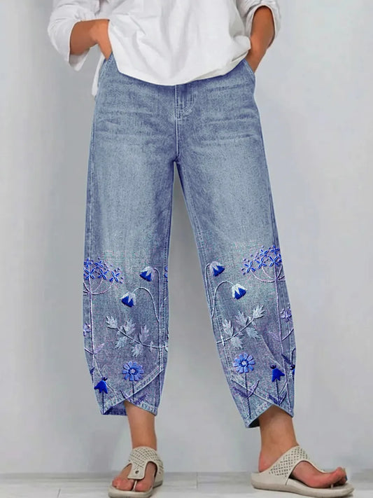 Vaqueros estampados de corte relajado