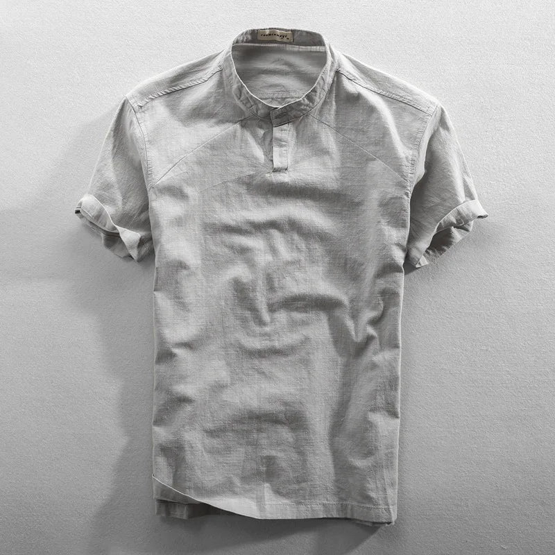 Elegante camisa de verano de algodón y lino