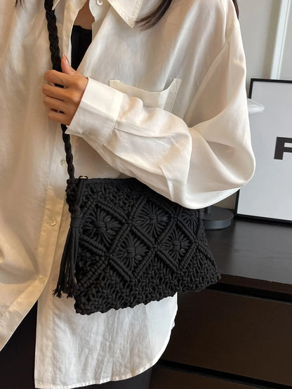 Bolso Artesanal Trenzado Negro | Estilo Boho Elegante