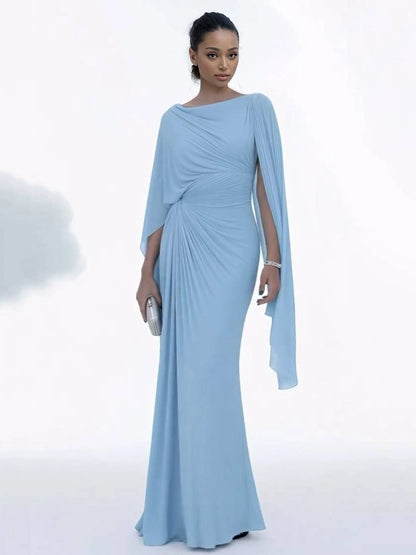 Vestido Maxi con cuello barco plisado