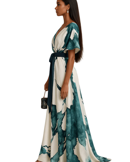 Nayla™ | Vestido largo con estampado acuarela