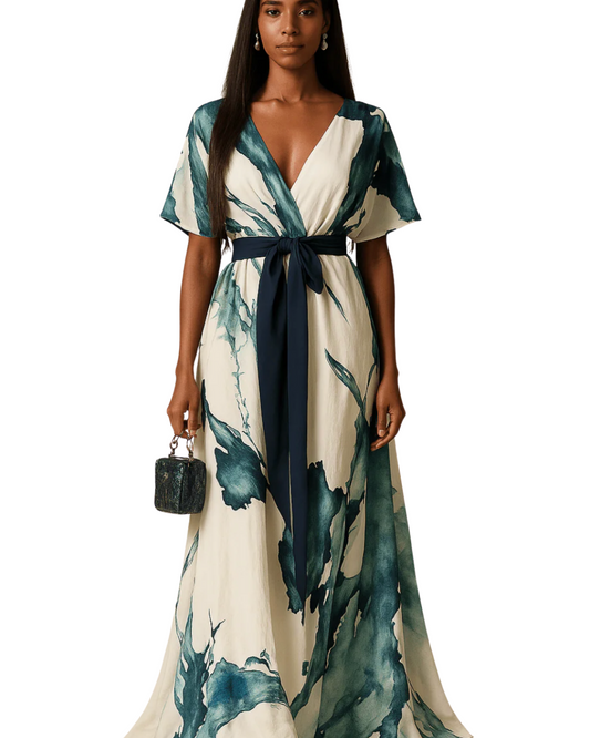 Nayla™ | Vestido largo con estampado acuarela
