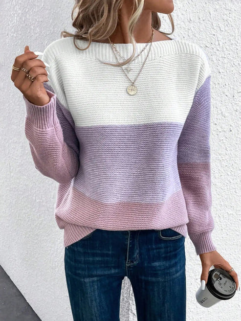 Clara | Elegante dreifarbiger Patchwork-Suéter