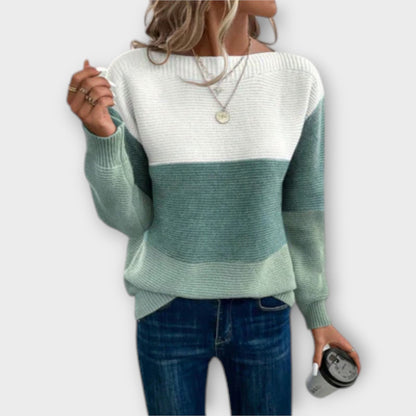 Clara | Elegante dreifarbiger Patchwork-Suéter