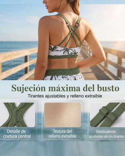 Conjunto de playa con top sin mangas