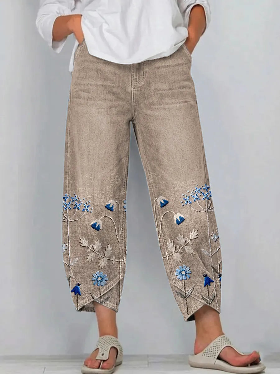 Vaqueros estampados de corte relajado