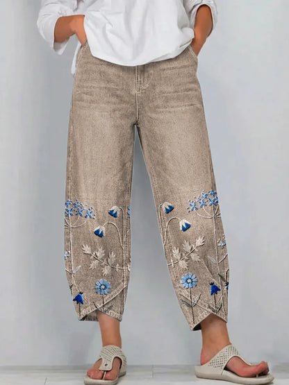 Vaqueros estampados de corte relajado
