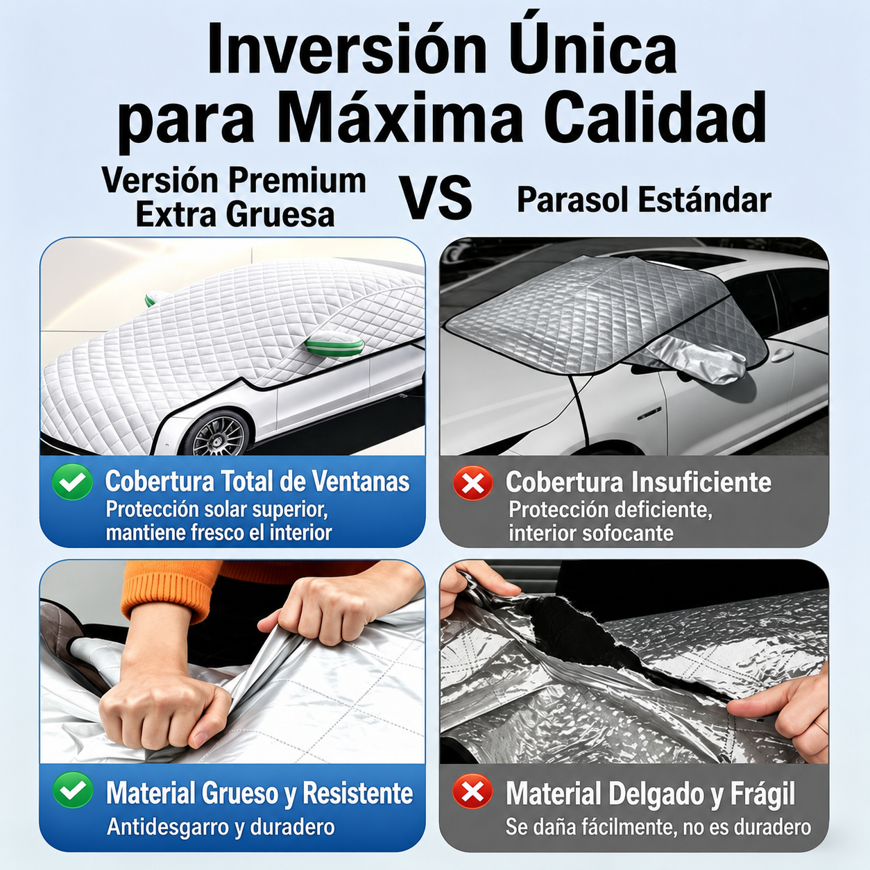 Funda parcial gruesa para coche – Protección contra el sol y la nieve