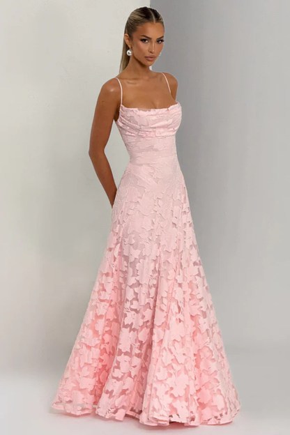 Vestido largo mujer tirantes finos escote drapeado tipo cowl espalda descubierta con lazada