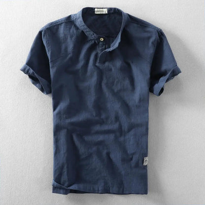 Elegante camisa de verano de algodón y lino