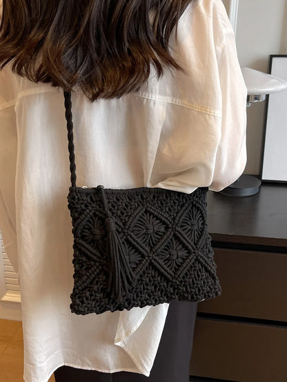 Bolso Artesanal Trenzado Negro | Estilo Boho Elegante