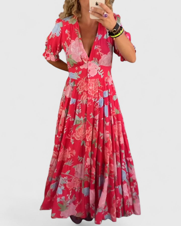 MIRIAM – Vestido floral con cuello en V