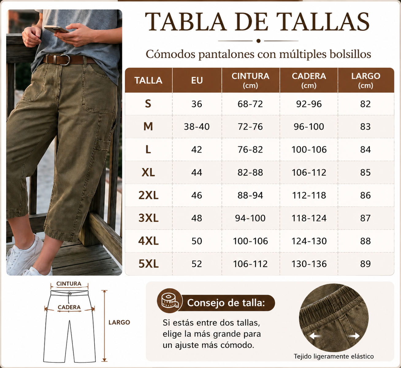 Cómodos pantalones con múltiples bolsillos