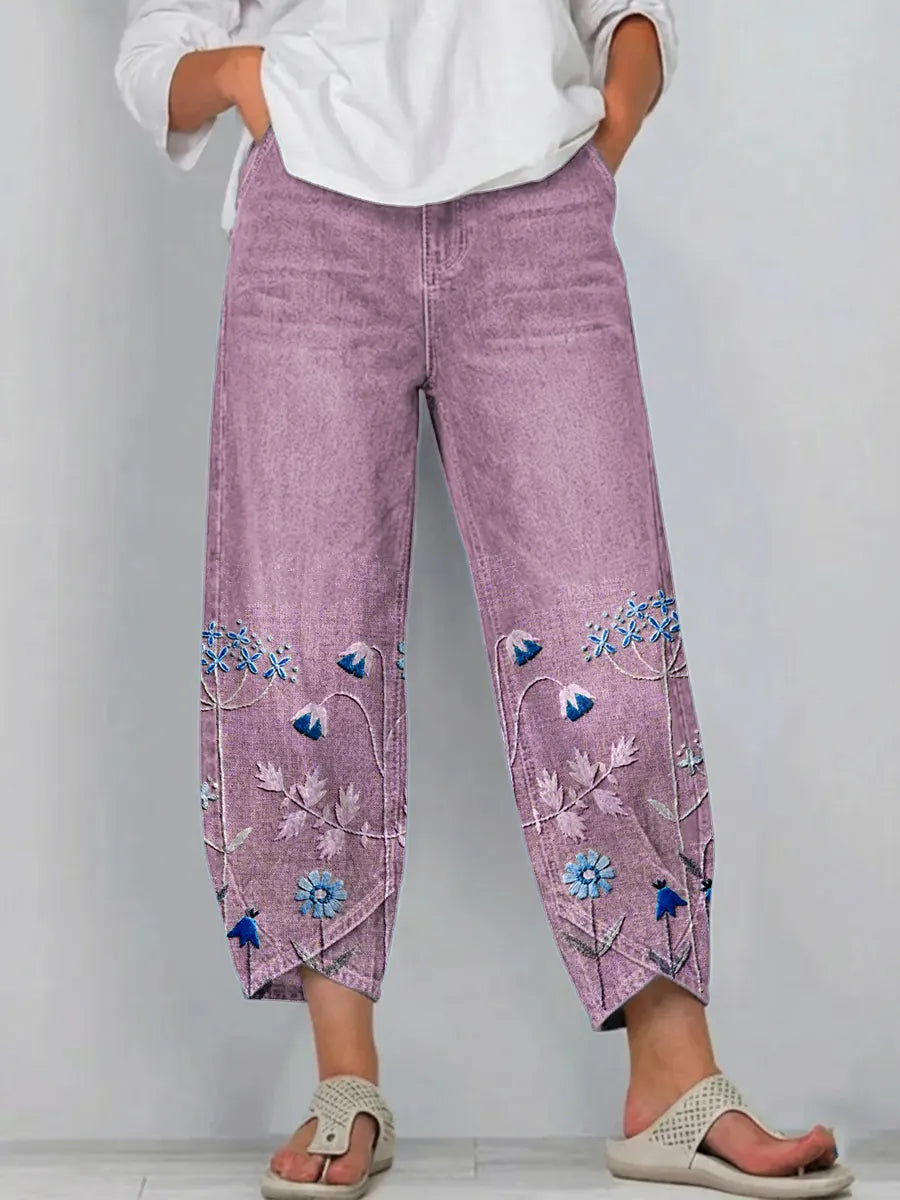 Vaqueros estampados de corte relajado