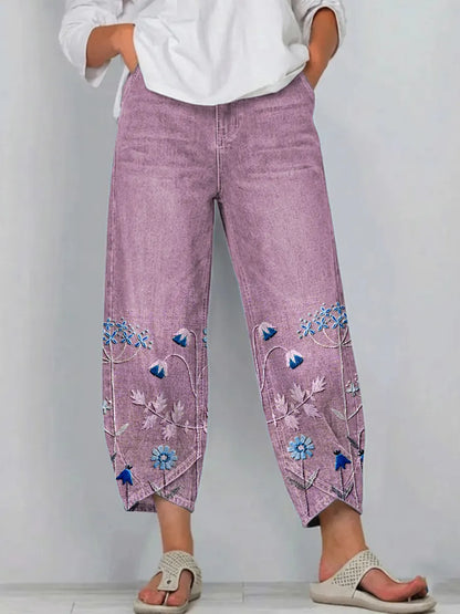 Vaqueros estampados de corte relajado