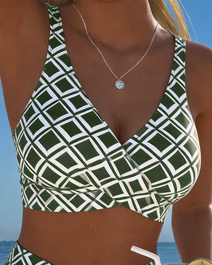 Bikini de dos piezas con corte tipo sujetador y estampado de rombos