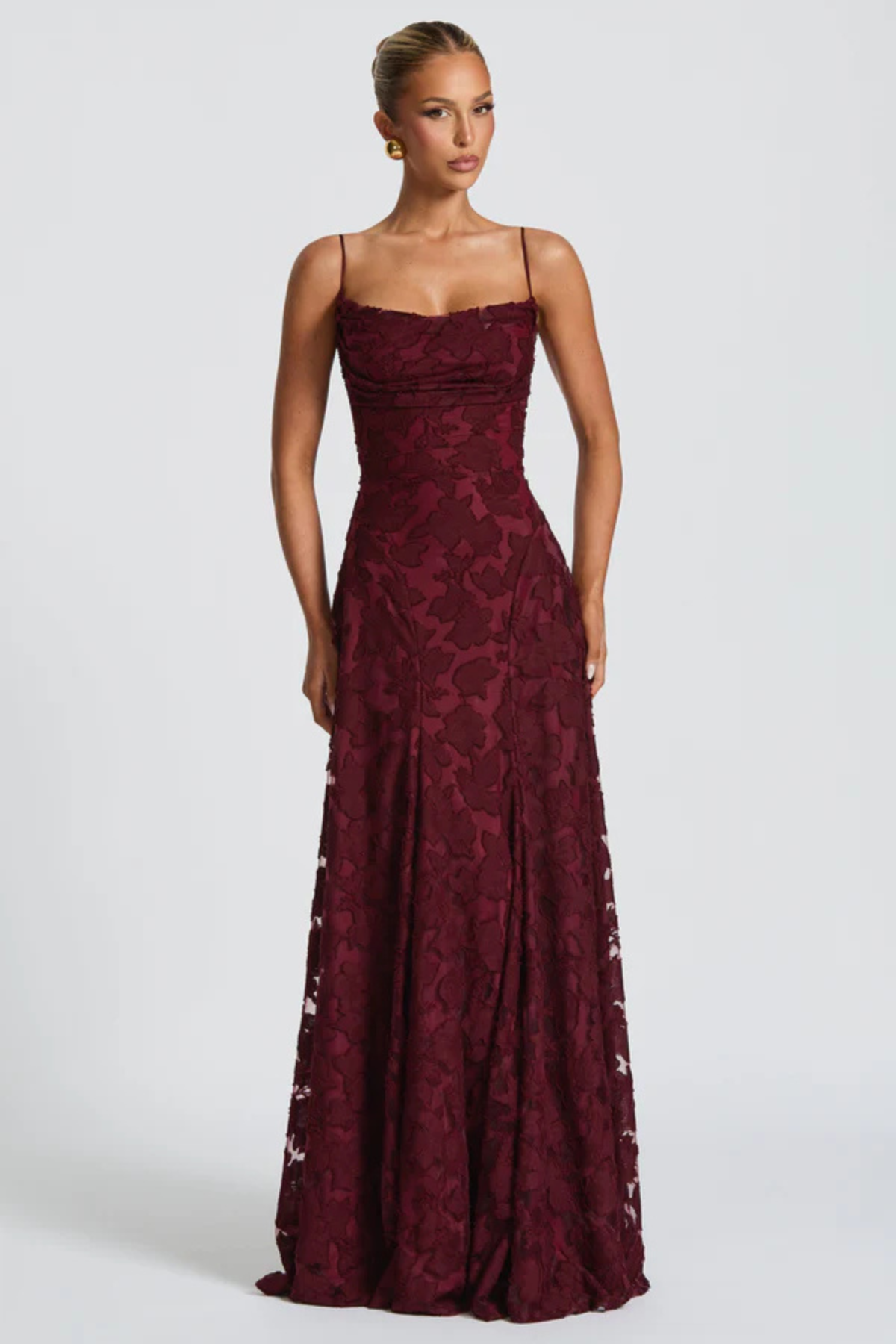Vestido largo mujer tirantes finos escote drapeado tipo cowl espalda descubierta con lazada